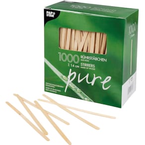 Roerstaafje Papstar, uit hout, 14 cm, pak van 1000 stuks