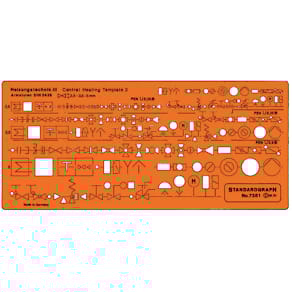 Heizungstechnikschablone STANDARDGRAPH III, orange, 1,2 mm