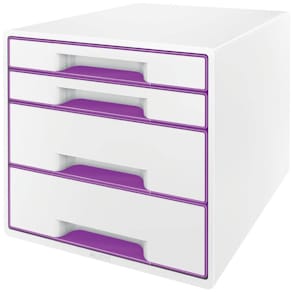 Schubladenbox Leitz WOW CUBE, 4 Schubladen, violett metallic