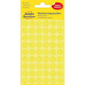 Färgkodningsprick AVERY Ø12mm gul 270/fp
