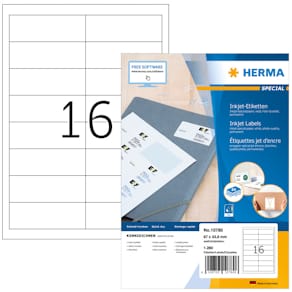 Inkjetetiketten HERMA, 97x33,8 mm, weiß, 80 Blatt (1280 Stück)