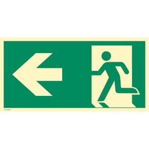 Fluchtwegschild MOEDEL ISO 7010, Notausgang links, Pfeil links,  