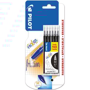 Rollervulling Pilot Frixion Ball & Ball Clicker, 0,7 mm, zwart, 6