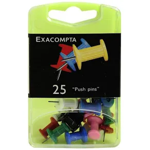 Kartnål EXACOMPTA 10mm sort.färger 25/fp