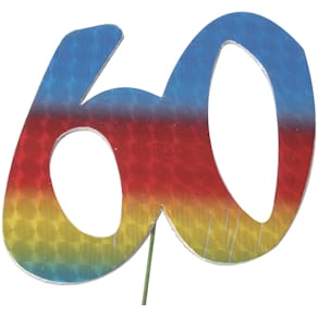 Jubiläumszahl Noname, 60, bunt, 8 cm, Draht ca. 20 cm