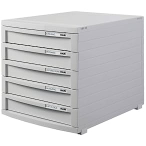 Schubladenbox HAN CONTUR, 5 Schubladen, lichtgrau/lichtgrau