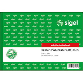 Rapportbuch Sigel Regiebericht, A5, 2x40 Blatt, SD
