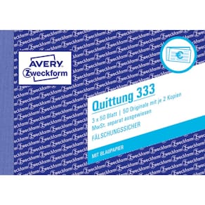 Quittungsbuch Avery Zweckform 333, A6/3x50BL