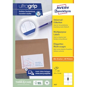 Etiketten Avery Zweckform 3427 Ultragrip, wit, 200 vel
