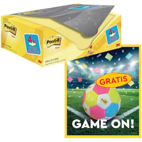 Memoblok Post-it Notes 655, 100 vel, 76x127, geel, 16+4 gratis