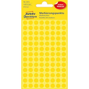 Färgkodningsprick AVERY Ø8mm gul 416/fp