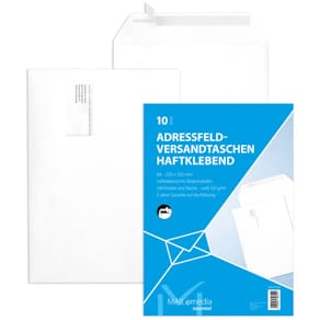 Versandtasche MAILMEDIA B4, haftklebend, 120 g/m², weiß, 10 Stück