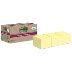 Notes Post-it genbrug, gul, 76x76 mm, PEFC, 18 blokke