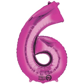 Folienballon Zahl 6, rosa