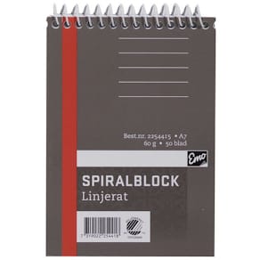 Spiralblock A7, linjerat, 60g, 10st
