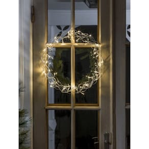 Krans metall 48 varmvit LED 45cm silver