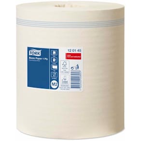 Aftøringsrulle Tork M2 Basic 1-lag hvid, 215mm x 300m, 6 ruller