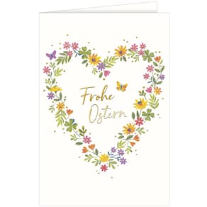 Grußkarte Noname Ostern, Frühlingsblumen-Herz, 11,5 x 17 cm, inkl