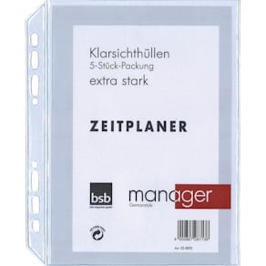 Klarsichthüllen BSB Manager A5, 5 Stück, oben offen