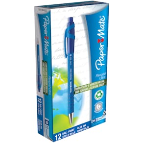 Bläckkulpenna PAPERMATE Flexgrip Clic Medium Blå, 1.0mm, 12st