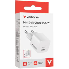 Netzadapter Verbatim GaN Mini, 20W, weiß