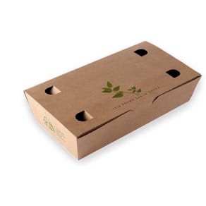 Nudelbakke nr. 4 m. hængslet låg, brun pap 200×100×50 mm, 200 stk