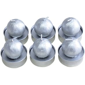 Teelichter PBS, Kugel, silber, 6 Stück