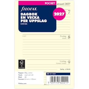 Dagbok Pocket 2027 Vecka Per Uppslag Svensk