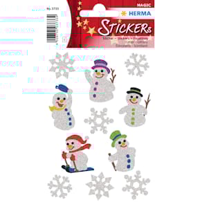 Sticker HERMA Schneemänner, 11 Stück, bunt, glitter