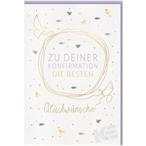 Konfirmationskarte Eulzer, bunt, mit Briefumschlag