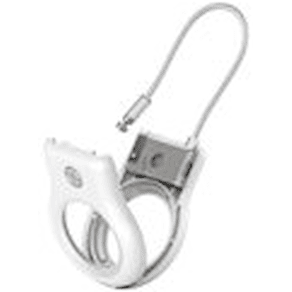 Secure Holder with Wire Cable for Airtag - White