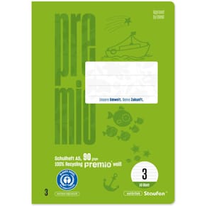 Schulheft Staufen Premio LIN3, A5, 16 Blatt, 14 Doppellinien