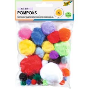Pompons Folia 50309, bunt sortiert, Ø 1–5 cm, 30 Stück