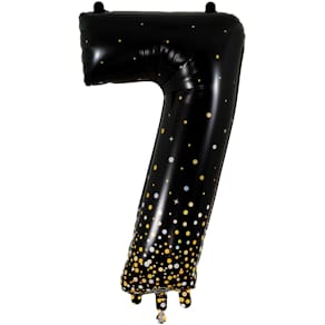 Folienballon OAK TREE Sparkling Fizz, Zahl 7 Black & Gold 86 cm