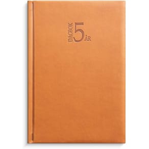5-Årsdagbok Konstläder Cognac, en dag/sida, 142x205mm