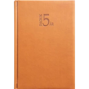 5-Årsdagbok Konstläder Cognac, en dag/sida, 142x205mm