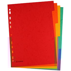 Register DONAU A4, 6-teilig, blanko, farbige Taben, 11-fach gelö