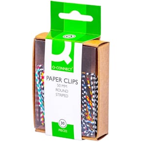 Büroklammern Q-CONNECT, 50 mm, zebra gestreift, 30 Stück