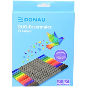 Fasermaler DONAU Zweispitz, 12 Farben, Etui