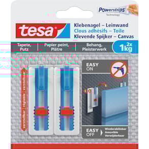 Klevende spijker Tesa Canvas, draagkracht 1 kg, behang en pleiser