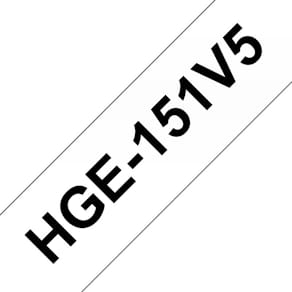 Etikettape Brother HGe-151 24 mm sort/transparent, 8 m, 5 rl