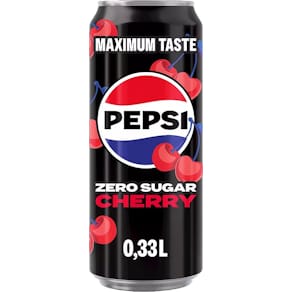 Frisdrank Pepsi Zero Sugar Cherry, sleek blik 33cl, pak 12 stuks