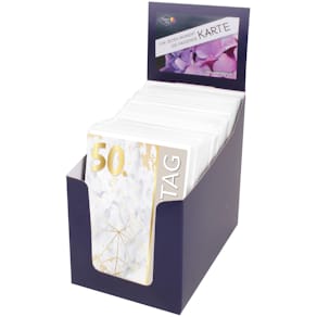 Geburtstagskarte PAPER STYLE, Zahlen, 50 Stück, Displaybox