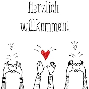 Motivserviette ATELIER Herzlich Willkomm, 25 x 25 cm