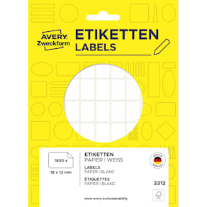 Vielzweck-Etiketten Avery Zweckform, 18 x 12 mm, 1.800 St., weiß