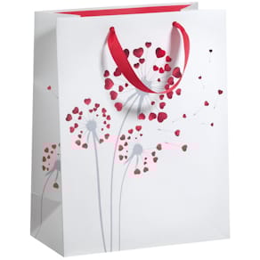 Geschenktragetasche ZÖWIE Herzblume, weiß/rot