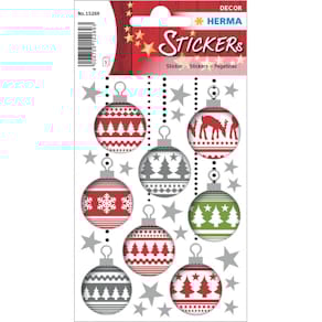 Sticker HERMA DECOR Weihnachten, Christbaumkugeln, bunt