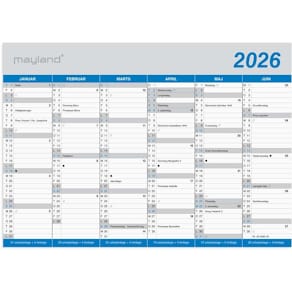 Kalender Mayland Classic A5 2026, hvid, FSC