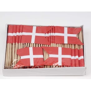 Kageflag på træpind rød/hvid, fødevaregodkendt, 144 stk