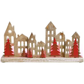 Weihnachtsdeko Häuserreihe, Mangoholz